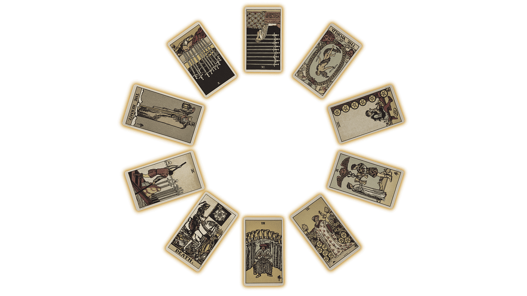 Ten Tarot Cards in a Circle