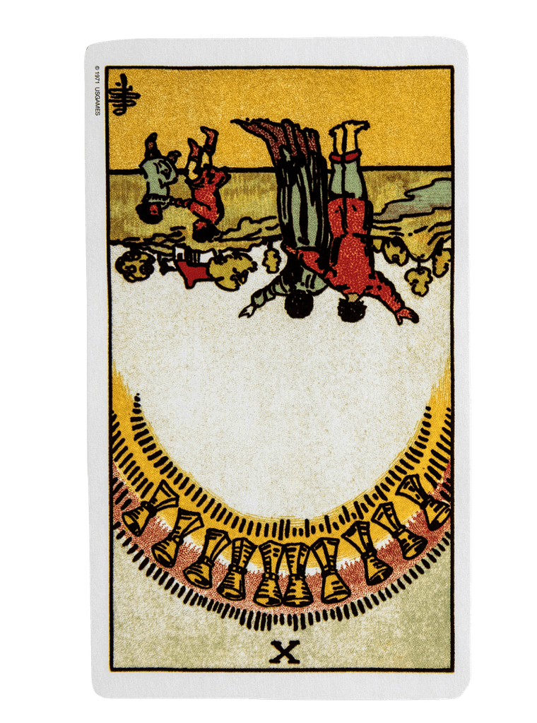 The Ten of Cups Reversed.
