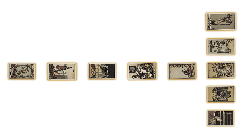 Ten Tarot Cards in an Inverted T Shape