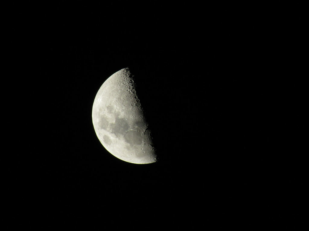 photo of a third quarter moon