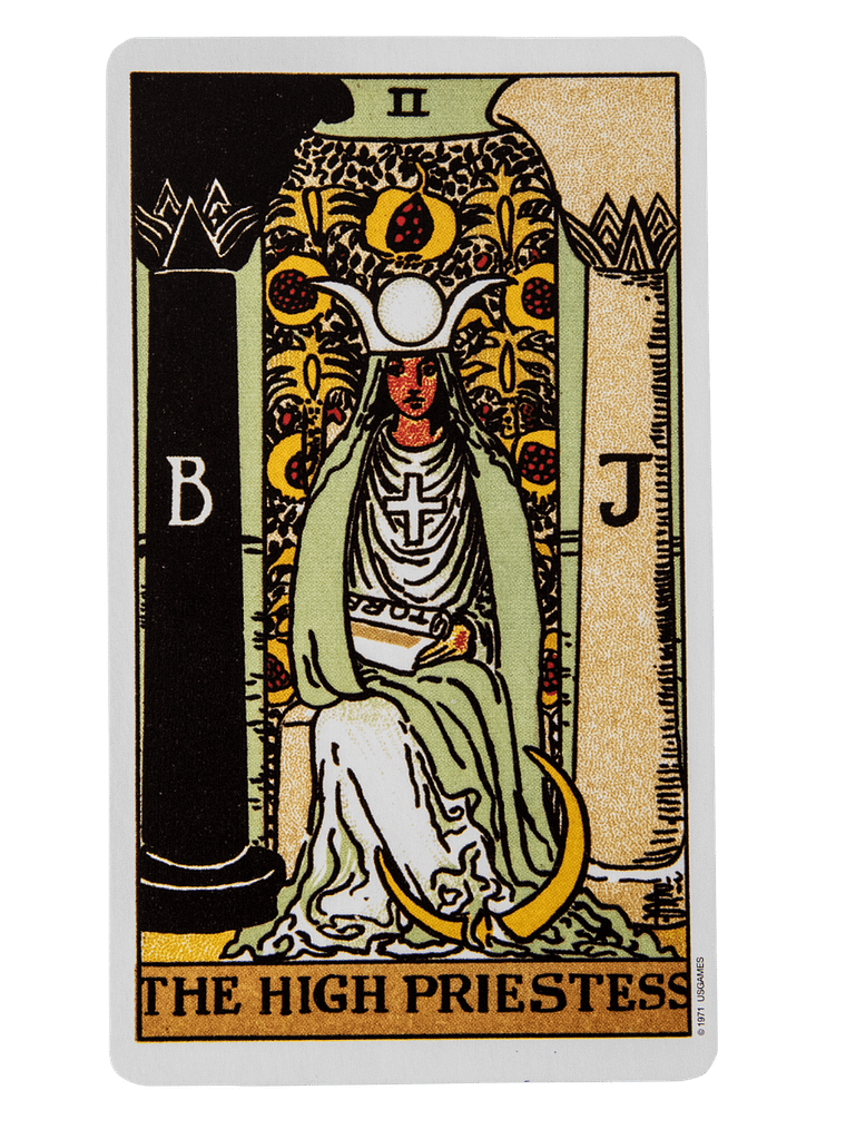 The High Priestess from the Rider-Waite Smith tarot deck.
