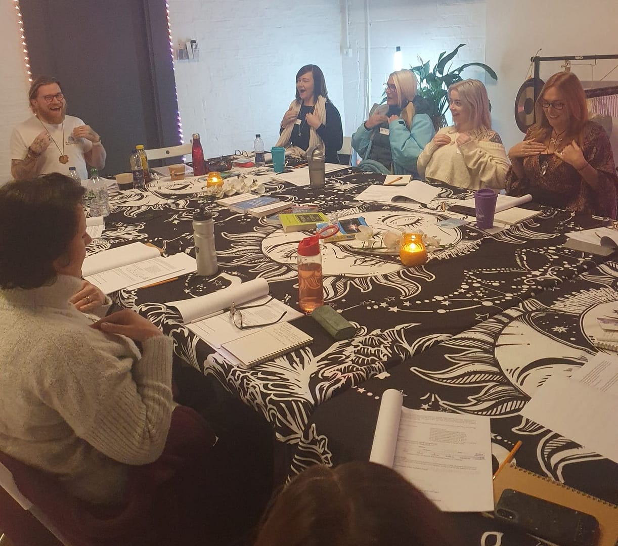 Holistic Training Courses at Transcend 8 Sound healing training session doing some tapping