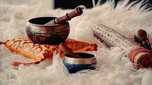 Empower and Heal with Sound 20 brown wooden mortar and pestle on white textile, what are the benefits of a sound bath