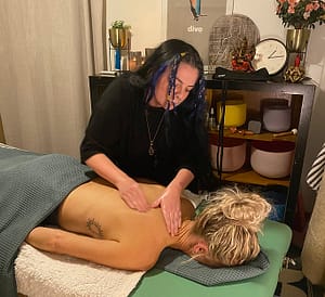 Back massage performed by Liv