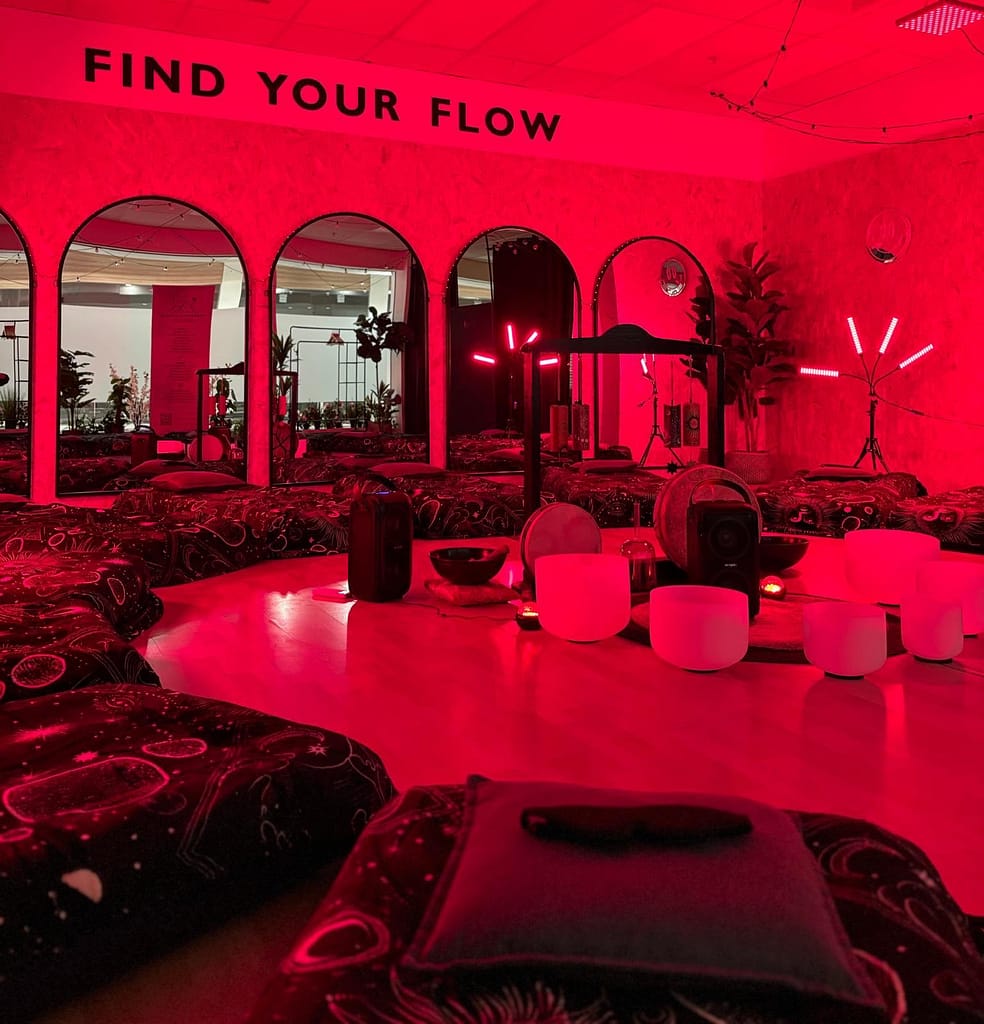 Setup for an Infrared Sound Healing session in Salford Quays