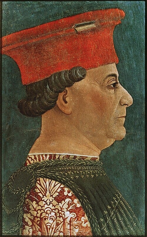 The Visconti-Sforza Tarot: The First Tarot Deck 3 Painted profile portrait of bonifacio bembo, the artist behind the oldest tarot deck, the visconti-sforza tarot, which shaped the history of tarot cards.