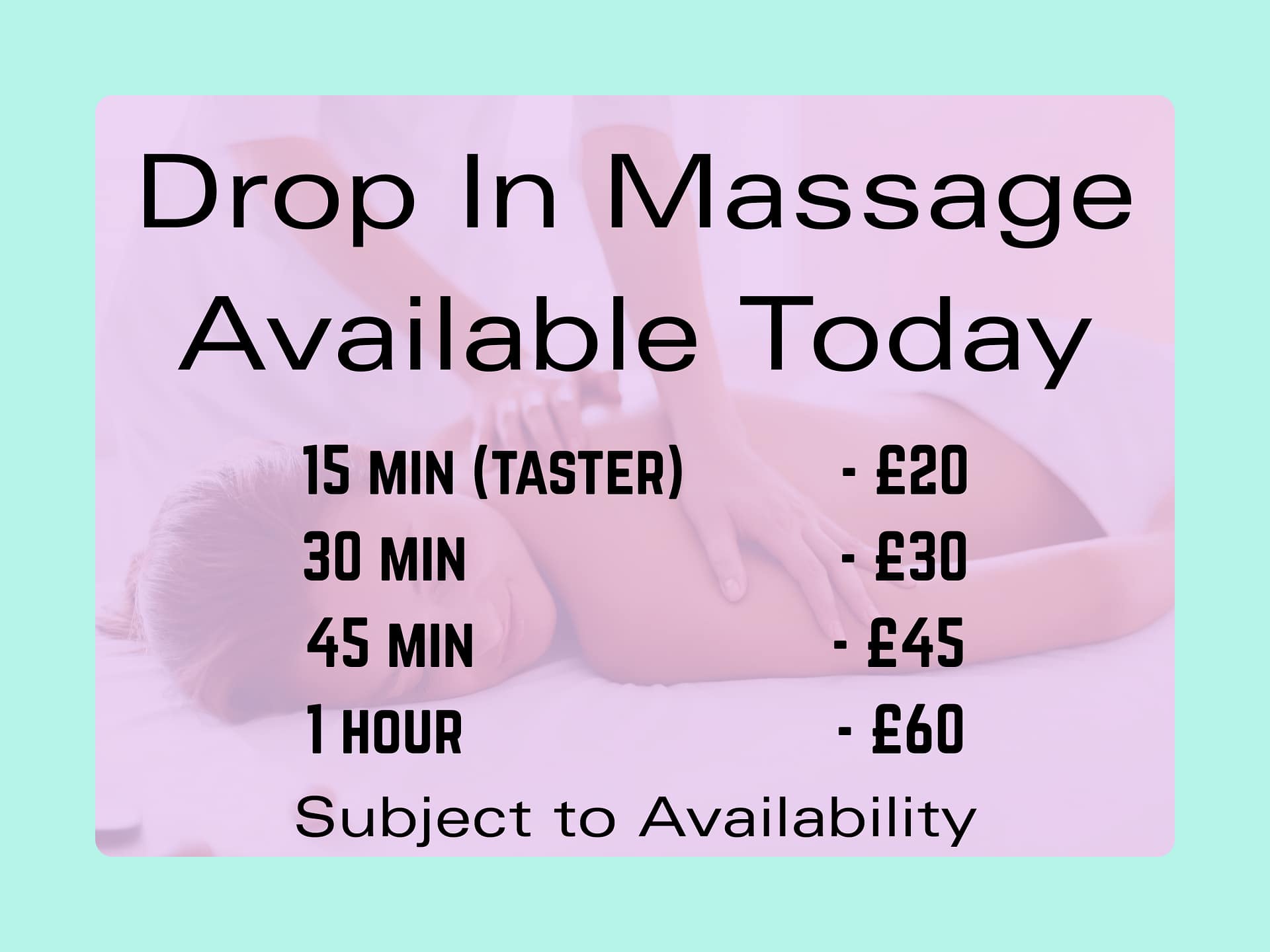 Drop In Massage Available Today 1
